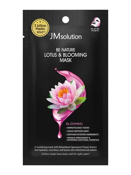 Jmsolution Маска тканевая с экстрактом лотоса Be Nature Lotus & Blooming Mask, для комплексного ухода, 24 мл