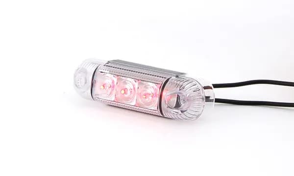 Фонарь габаритный 3LED красный прозрачный (WAS)
