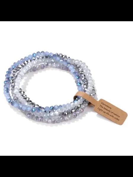 Набор браслетов из хрустальных бусин, Light blue