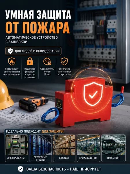 Автономная система аэрозольного пожаротушения с термоактивацией интеллектуальный термостикер для электрощитов, ИБП, серверных шкафов и авто, крепление на DIN-рейку