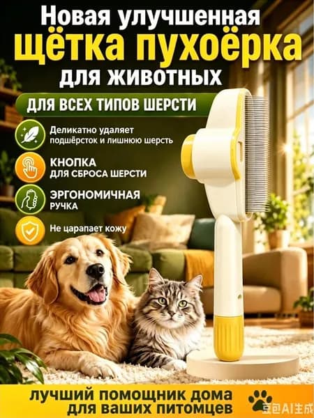 Расческа для домашних животных, расческа для шерсти кошек и собак, самоочищающаяся в один клик