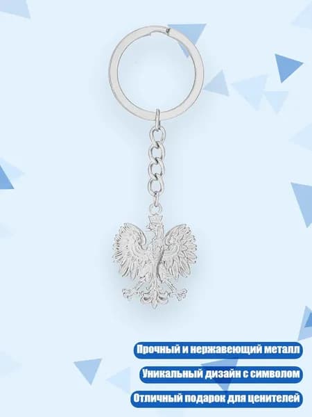 Ключница из титановой стали с кулоном Орёл Польши , Серебро