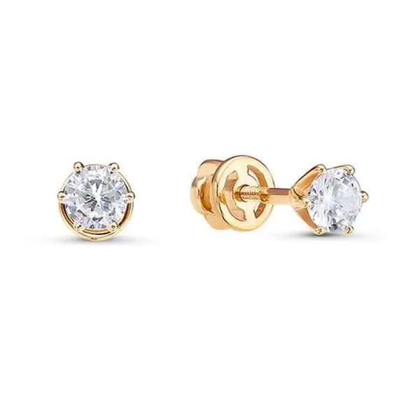 Золотые серьги DIAMANT-ONLINE с фианитом 585 пробы