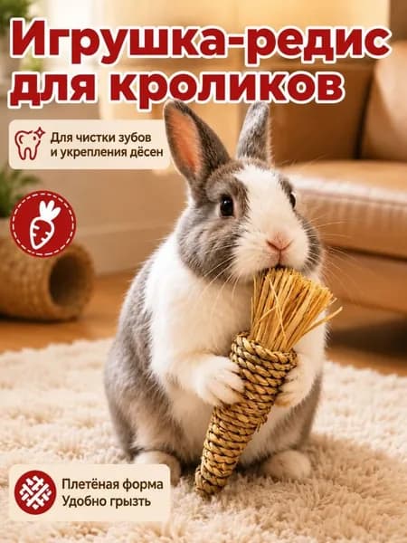 Игрушка для грызунов из натуральной травы, ручной работы. Подходит для кроликов, хомяков и других мелких грызунов, способствует естественному и здоровому стачиванию зубов.