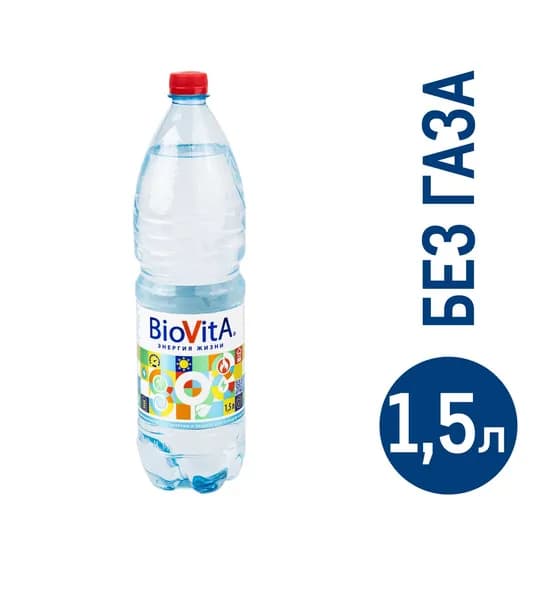 Вода Биовита минеральная природная негазированная, 1.5л - 6 шт.