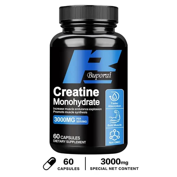 Биологически активная добавка Buporai Creatine Monohydrate улучшает физическую работоспособность, повышая энергию, выносливость и способствуя синтезу мышечной ткани.
