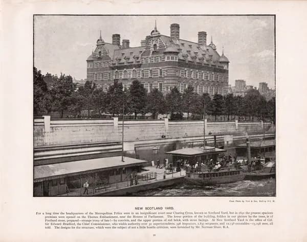 1896 год. Новый Скотланд-ярд, Лондон, Темза, фототипия