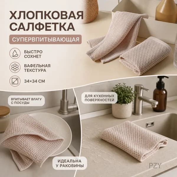 Полотенце кухонное, Вафельная фактура, 13.5x18, 1шт