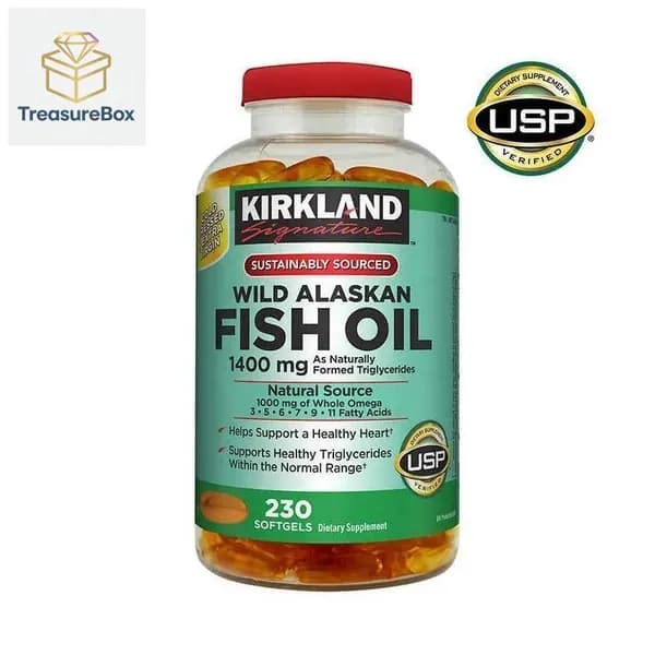 Kirkland Signature Wild Alaskan Fish Oil Омега 3,1400 mg Dietary Supplement, 230 капсул