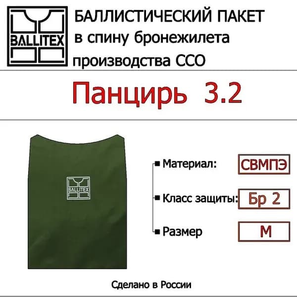 Баллистика в спину ПАНЦИРЬ 3.2 ( М ), Бр 2