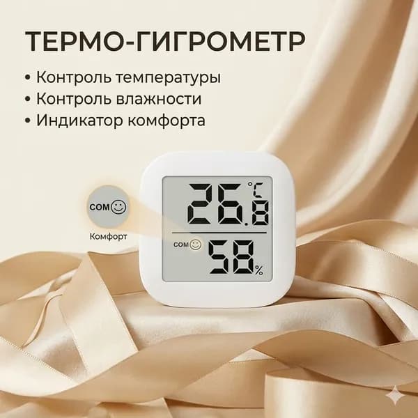 Термометр - гигрометр комнатный, электронный. Метеостанция. Измеритель влажности и температуры.