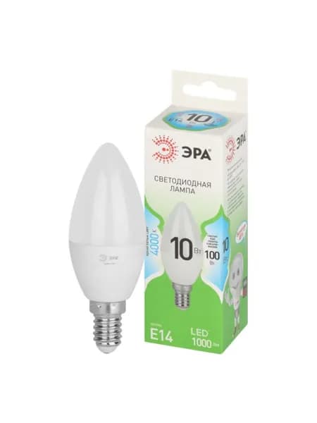 Лампочка светодиодная ЭРА GREEN LINE Б0067093 LED B35-10W-840-E14 GL E14 10 Вт свеча яркий белый свет