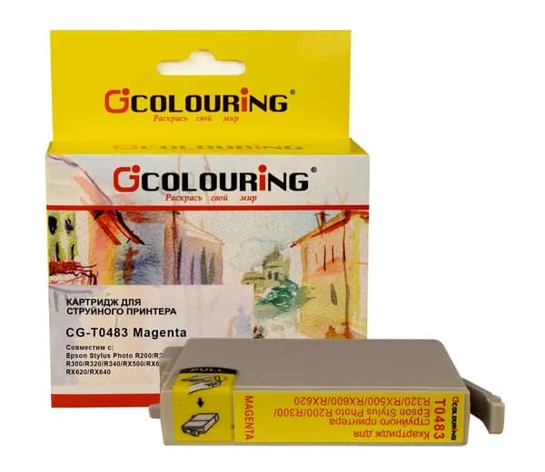 Картридж для струйного принтера T0483 Colouring для Epson Stylus Photo R200/R220/R300/R320/R340/RX500 и др., цвет пурпурный