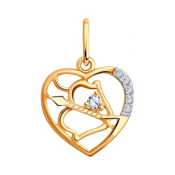 Золотая подвеска Знак зодиака Стрелец DIAMANT-ONLINE с фианитом 585 пробы