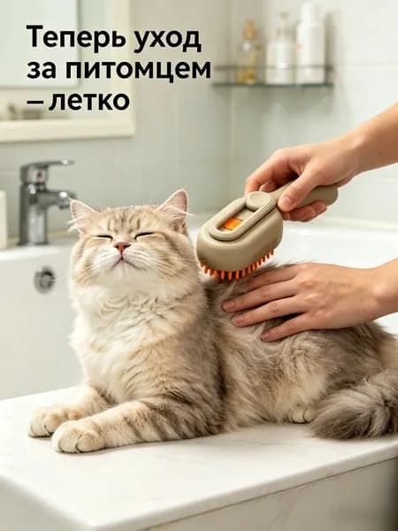Многофункциональная массажная расческа-спрей для домашних животных