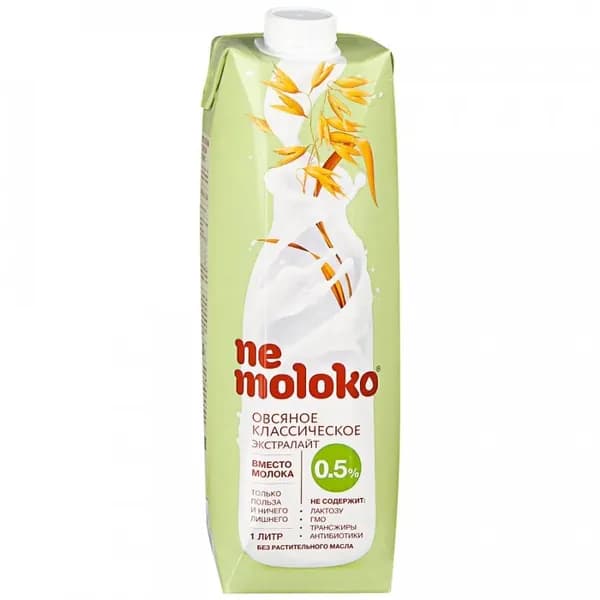 Nemoloko Растительный овсяный напиток Экстралайт, 0,5% жирности, 1 л