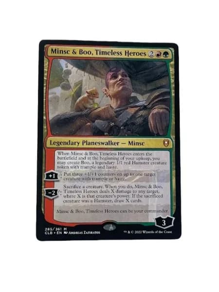 Magic: The Gathering (MTG) Бессмертные герои Минск и Бу без рамок Minsc & Boo, Timeless Heroe