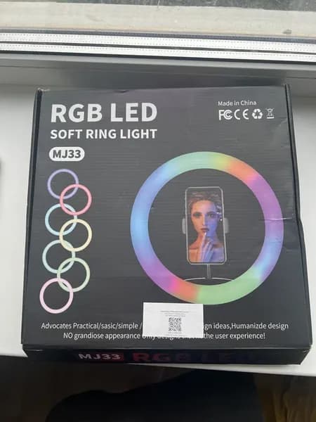 Кольцевая RGB (цветная) LED лампа 33см с металическим штатив…