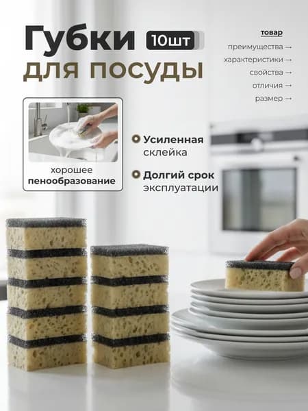 Gloss Home Губка Gloss Home, Поролон, 10 шт.