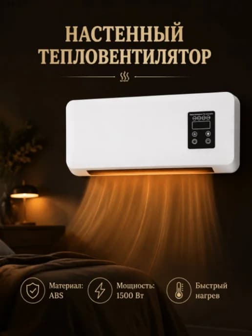 Вентилятор настенный с функцией нагрева, 1500Вт