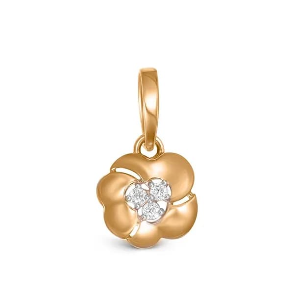 Подвеска на шею с фианитами из красного золота 375 пробы 585GOLD