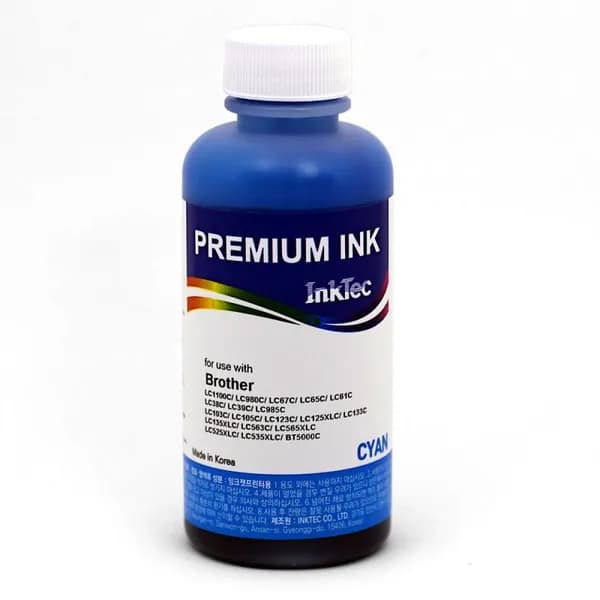 Чернила для Brother голубые (Cyan/синие), водные, InkTec (B1100-100MC), 100 мл