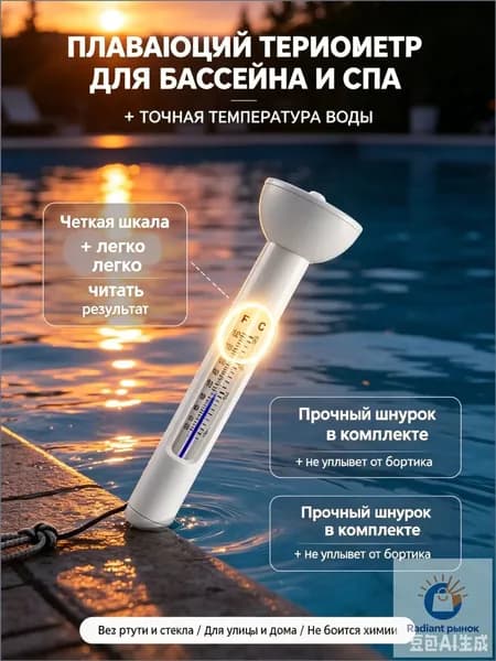 Плавающий термометр для открытых и закрытых бассейнов, водяной градусник-поплавок -, точного измерения температуры воды в спа, джакузи детских ваннах