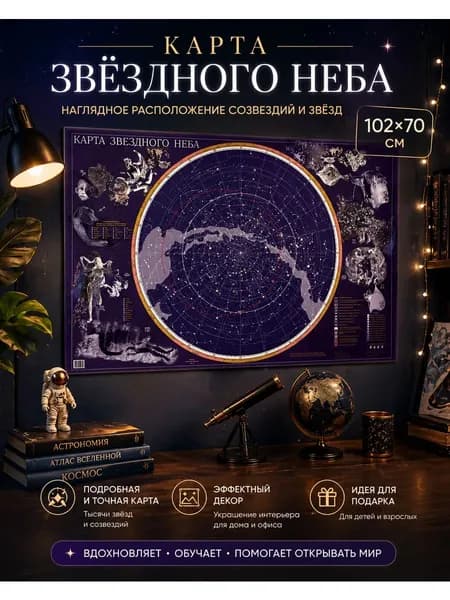 Белкартография Карта звёздного неба 70 x 100 см