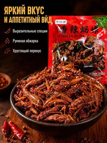 Острая хрустящая закуска из насекомых,Количество: 1