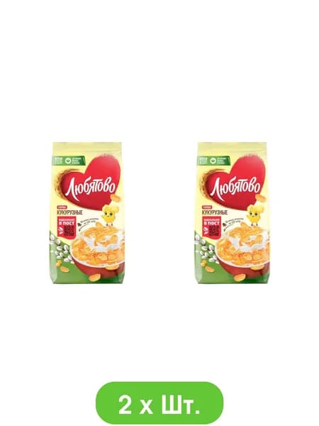 Хлопья Любятово кукурузные 300г * 2шт.