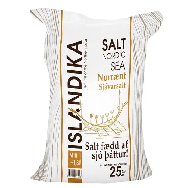 ISLANDIKA (Исландика) соль морская натуральная 25 кг, пищевая, премиум, помол 1 (1-1,3 мм)