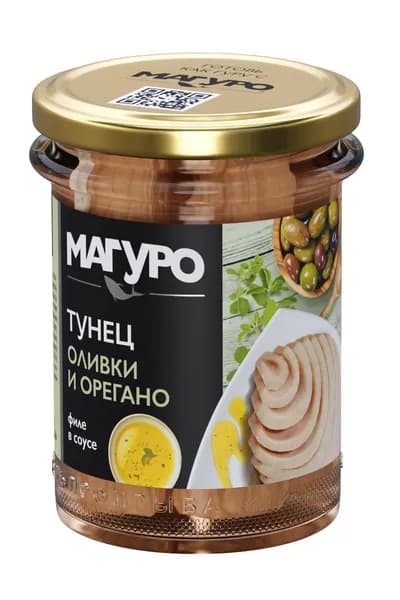 Тунец Магуро полосатый филе в соусе Оливки - орегано, 200 г