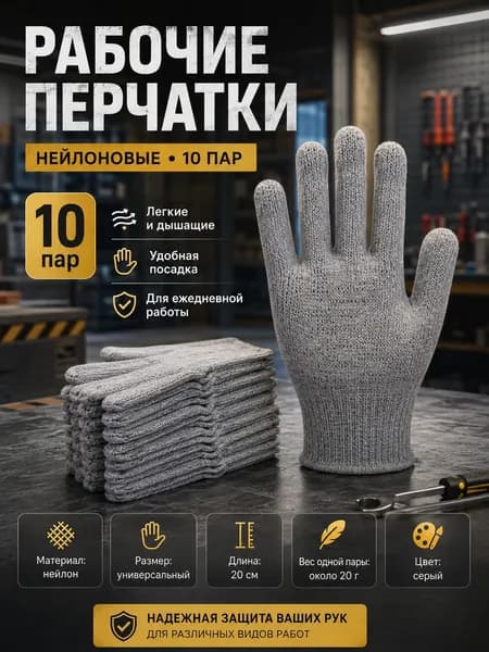 Перчатки рабочие 10 пар