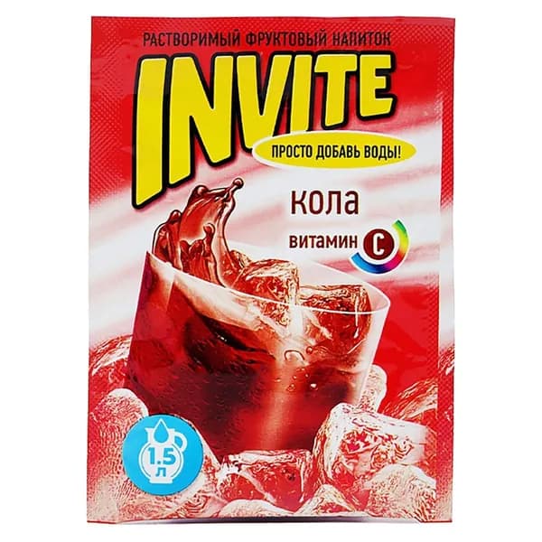 Invite Растворимый напиток, Кола, 9 гр х 24 шт в блоке, 1 уп.