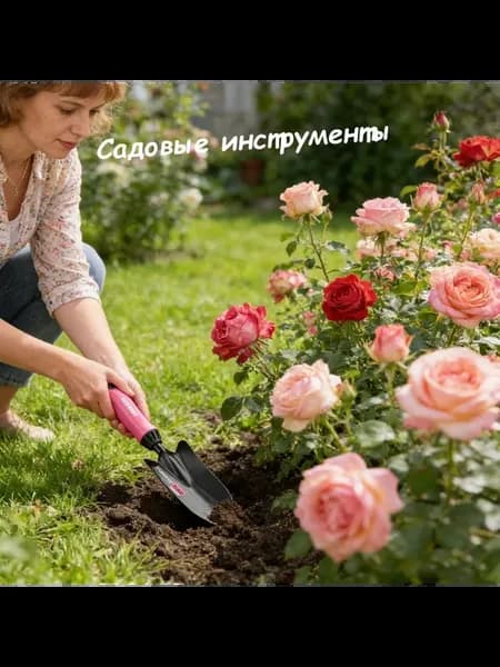 Совок садовый,Металл, рукоять Пластик, 17.5 см