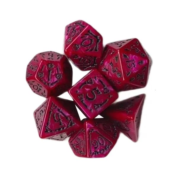Набор из 7 акриловых игральных костей, красный
