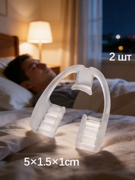 Капа для защиты зубов от скрежета во сне, прозрачная, 5X1,5X1 см, 2 шт.