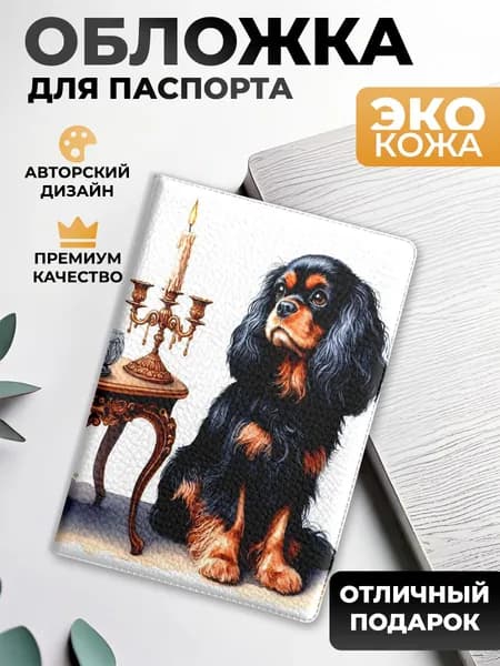 Обложка на паспорт и загранпаспорт Кавалер кинг чарльз спаниель
