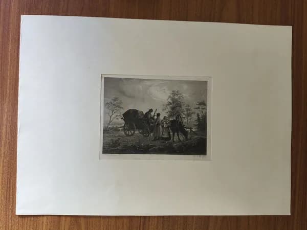 Гравюра "По дороге в Церковь Уезда Яаски", ксилография