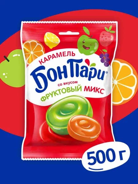 Леденцы Бон Пари, фруктовый микс, 500 г