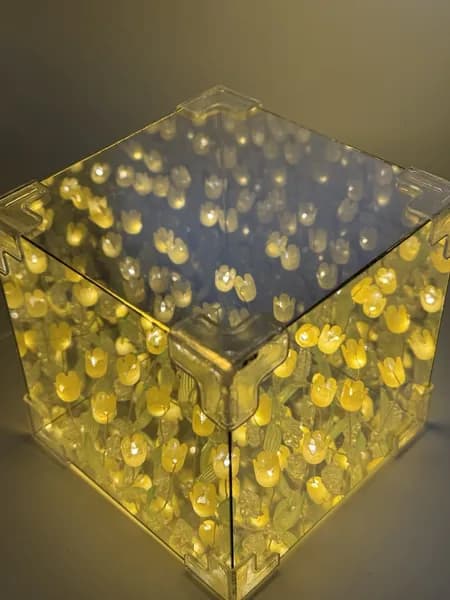 Ночник с тюльпанами, 3D светильник Куб, собери сам