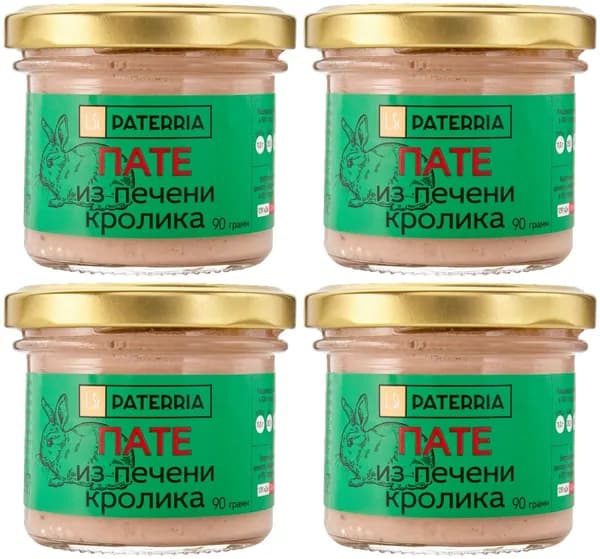 Пате PATERRIA из печени кролика 90г*4штуки
