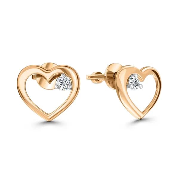 Золотые серьги DIAMANT-ONLINE с фианитом 585 пробы