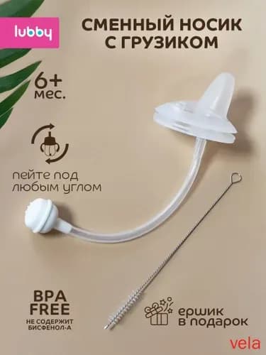 Сменный носик для поильника Lubby, прозрачный, безопасный силикон