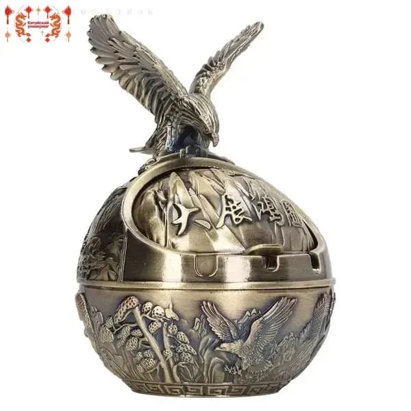 Пепельница Eagle - Винтажная металлическая пепельница с орлом, ретро дизайн для дома и офиса