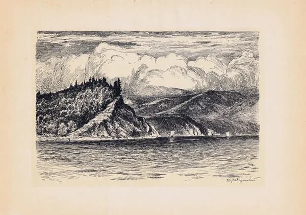 Байкал. В Чивыркуйском заливе. Борис Лебединский. Антикварная авторская гравюра (ксилография). СССР, 1966 г.