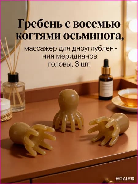 Гребень с восемью когтями осьминога, массажер для дноуглубления меридианов головы,3 шт.