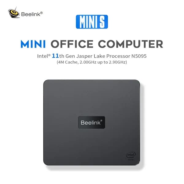 Beelink Мини-ПК S12 (Intel Celeron N5095, RAM 8 ГБ, SSD 128 ГБ, Intel Graphics, Windows), темно-синий