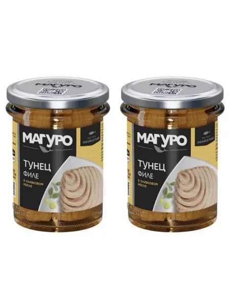 Магуро Тунец полосатый филе в оливковом масле, 200 г, 2 шт