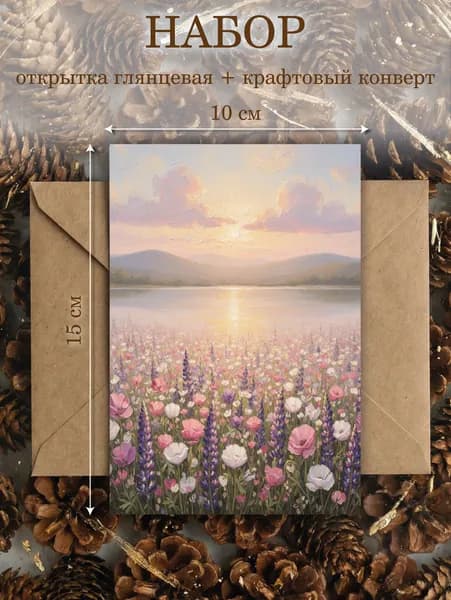 Открытка №7, на 8 марта, день рождения, 14 февраля, годовщину, девушке, подруге, парню, 10х15, с конвертом